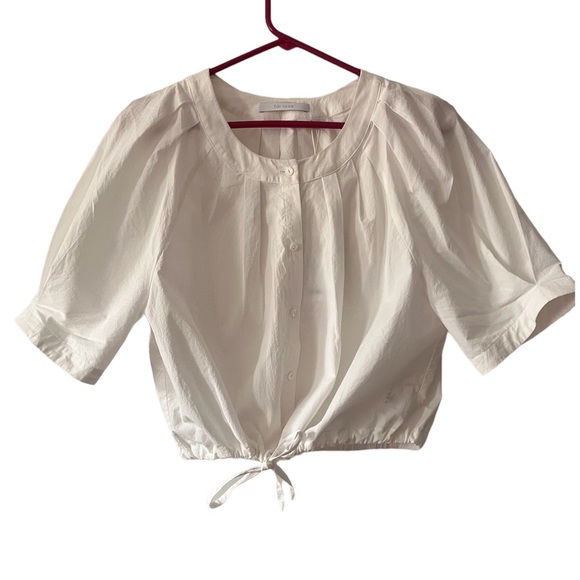 White balloon sleeve white button down shirt - Picture 1 of 4